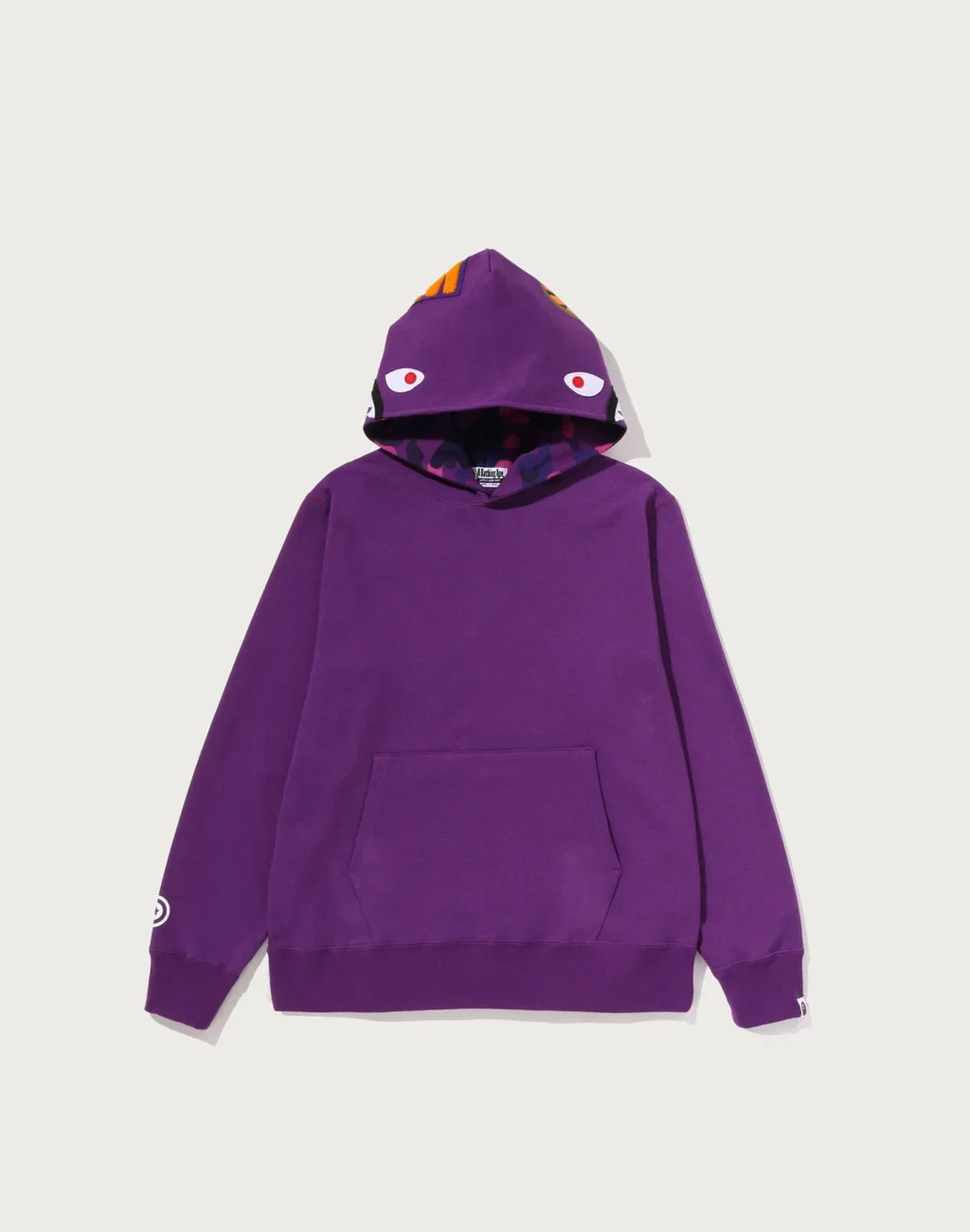 Camo Print Pullover Hoodie - Purple