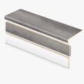 Cap A Tread Laminate Stair Tread And Reversible Riser Kit, Medium, 47in L x 12.15in W x 2.28in T - Aiden Platinm/Alberta