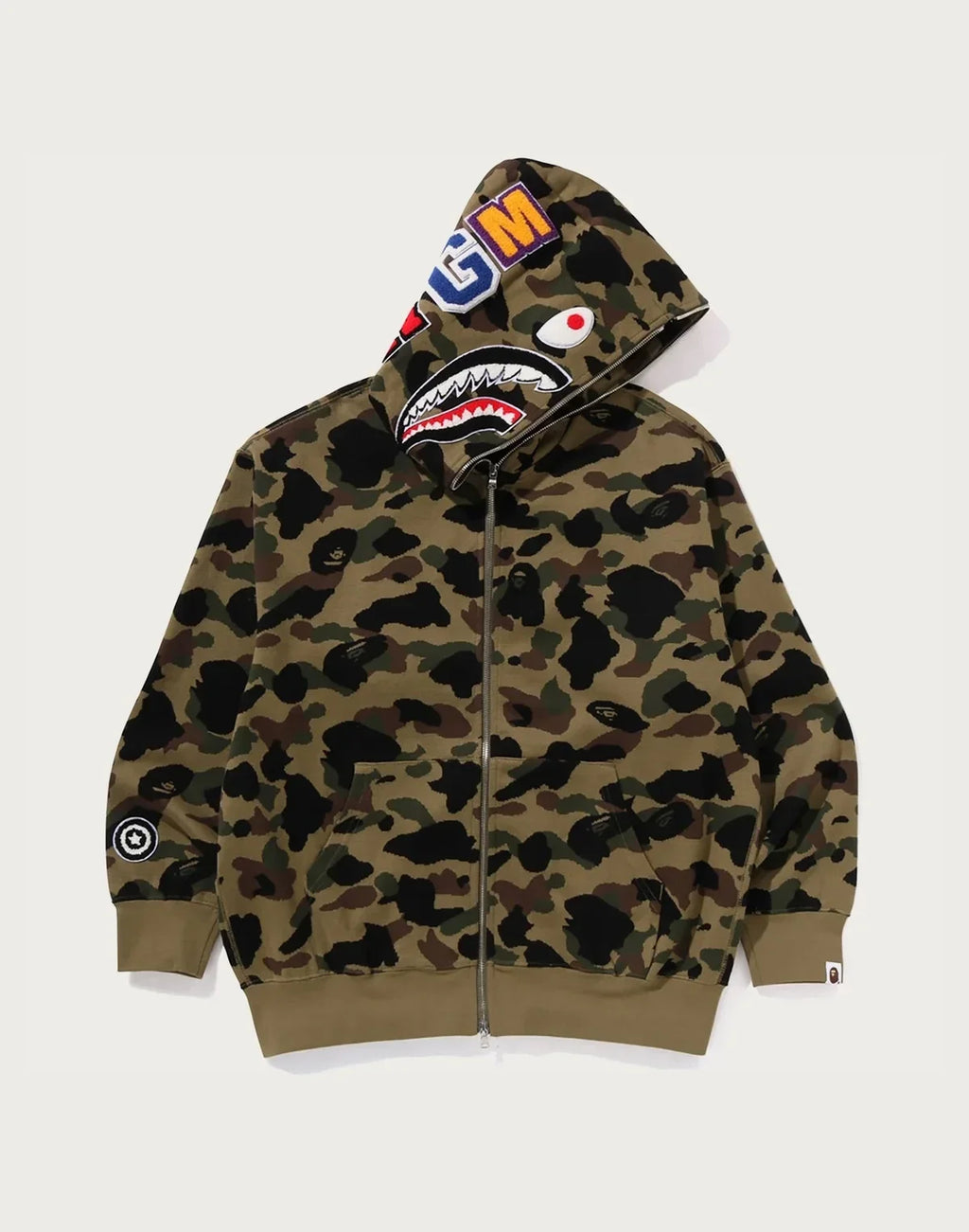 Relaxed Cotton Camo Full-Zip Hoodie - Yellow