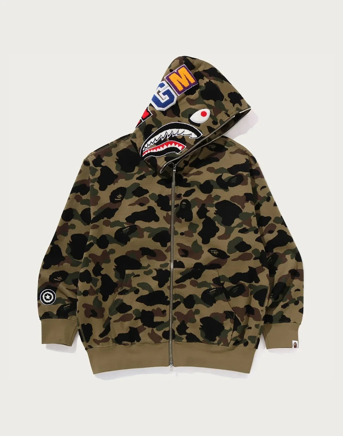 Relaxed Cotton Camo Full-Zip Hoodie - Yellow