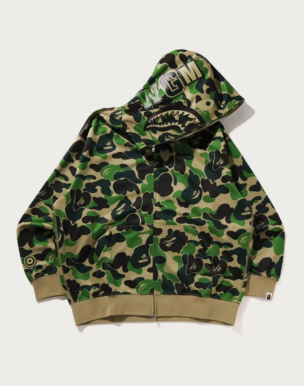 Relaxed Polyester Camo Full-Zip Hoodie - Green
