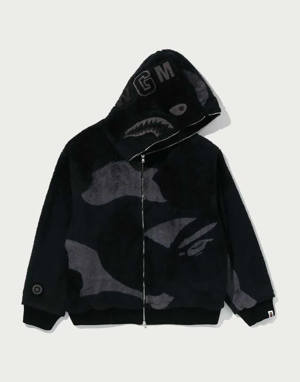 Camo Sherpa Full-Zip Jacket - Black