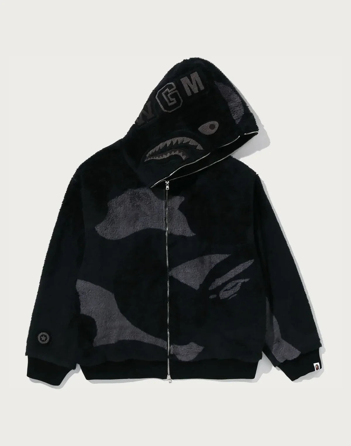 Camo Sherpa Full-Zip Jacket - Black