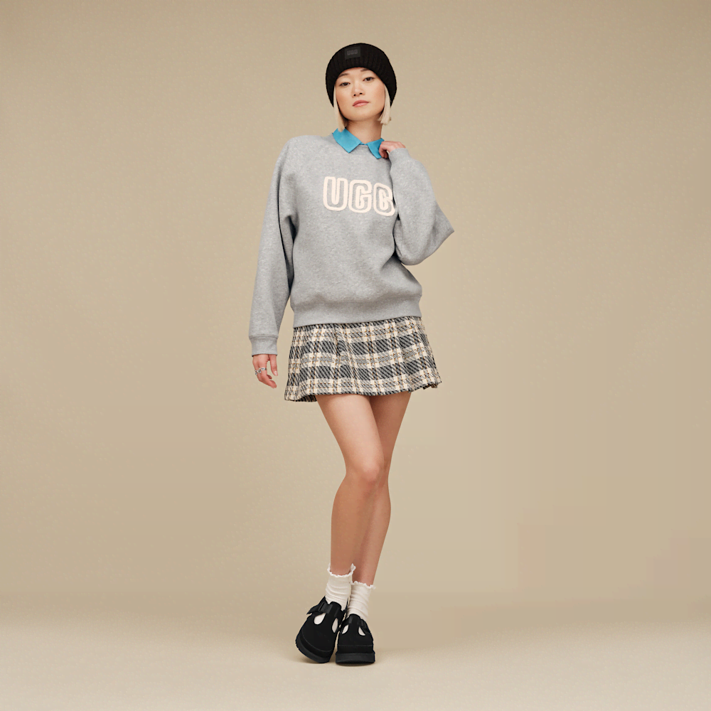 Women's Chenille Appliqué Crewneck Sweatshirt - Chestnut