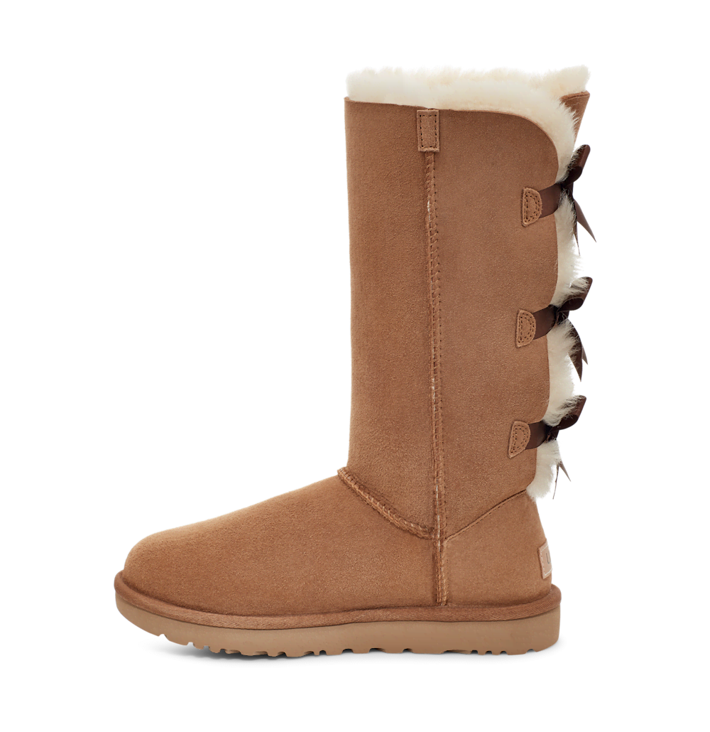 Women's Tall Sheepskin Bow Boot - Chestnut