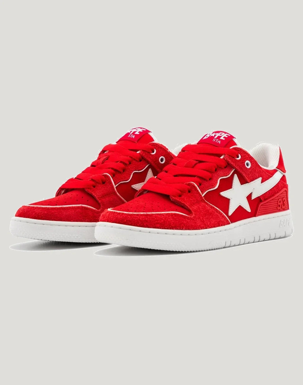 Men's Leather Low Top Sneakers - Red