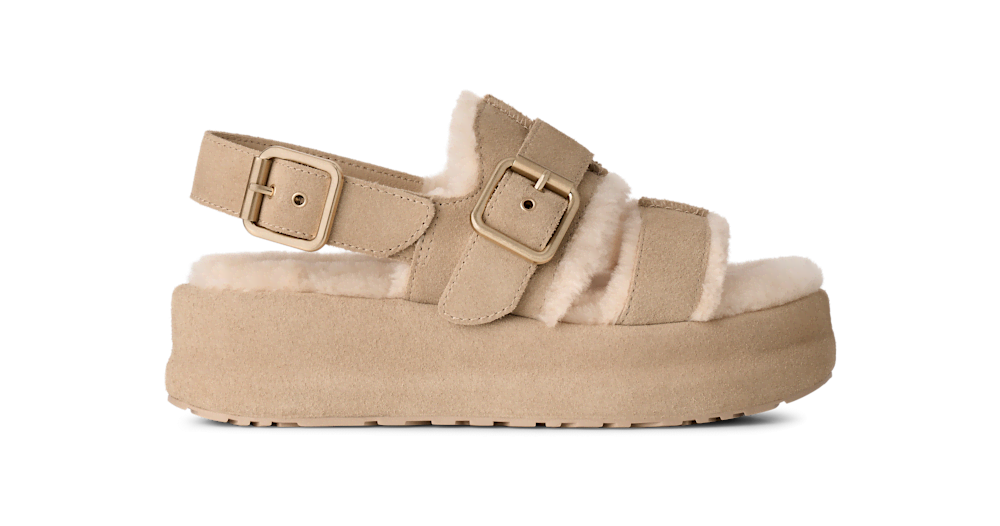 Women's Suede Platform Sandal - Mustard