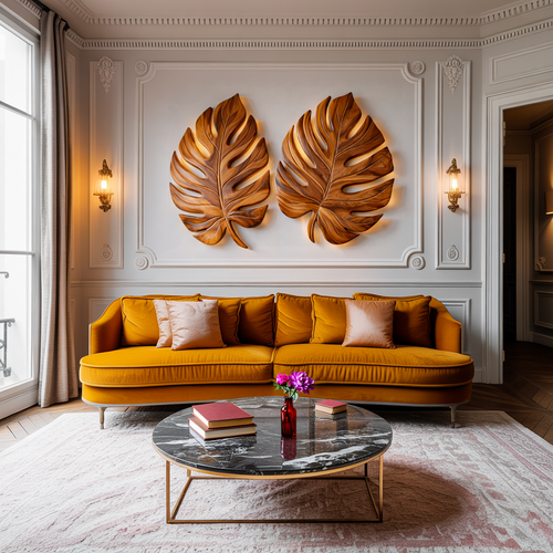 Organic Wooden Palm Leaf Wall Art For Scandinavian Interior