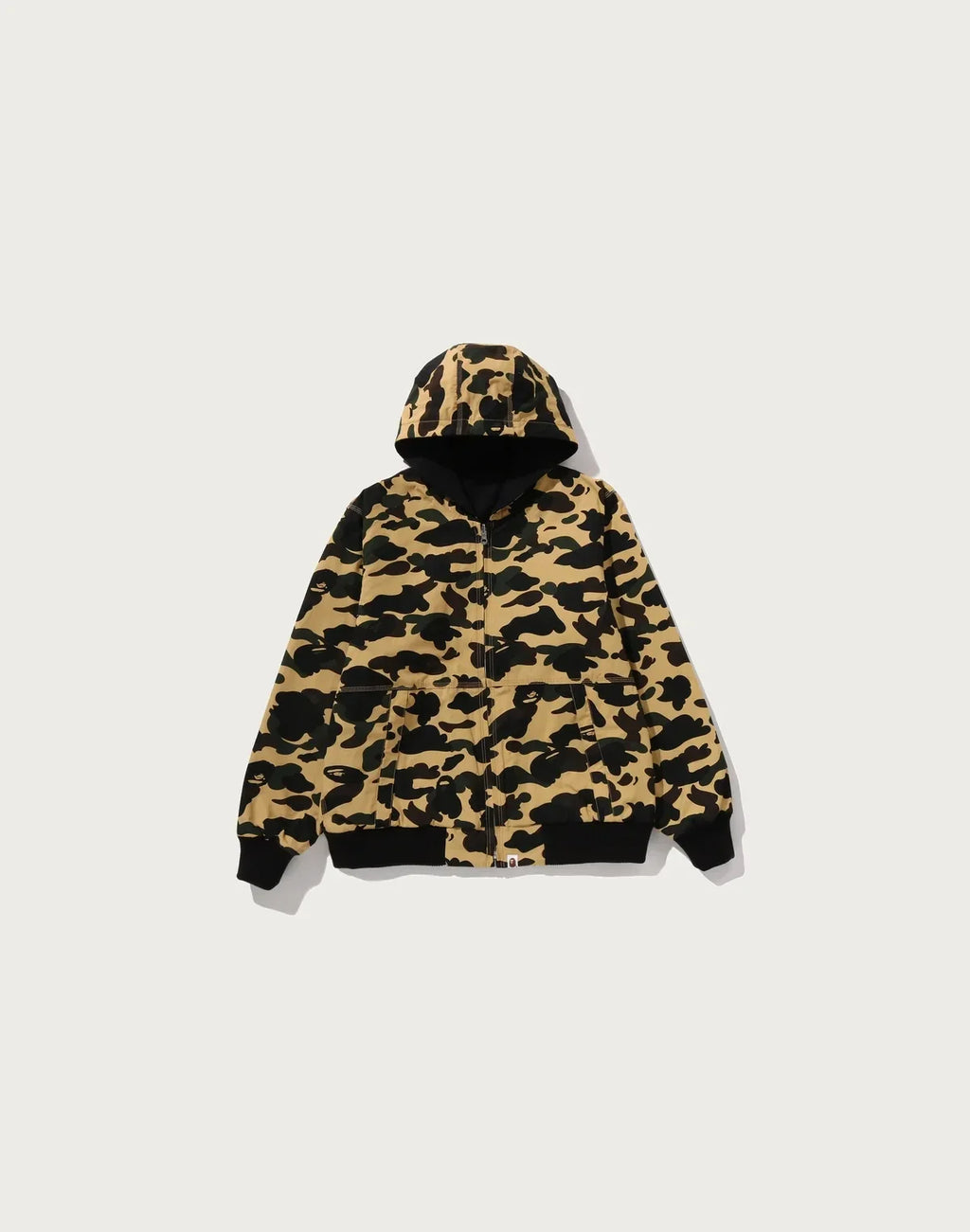 Men's Reversible Camouflage Zip Hoodie Jacket - Yellow