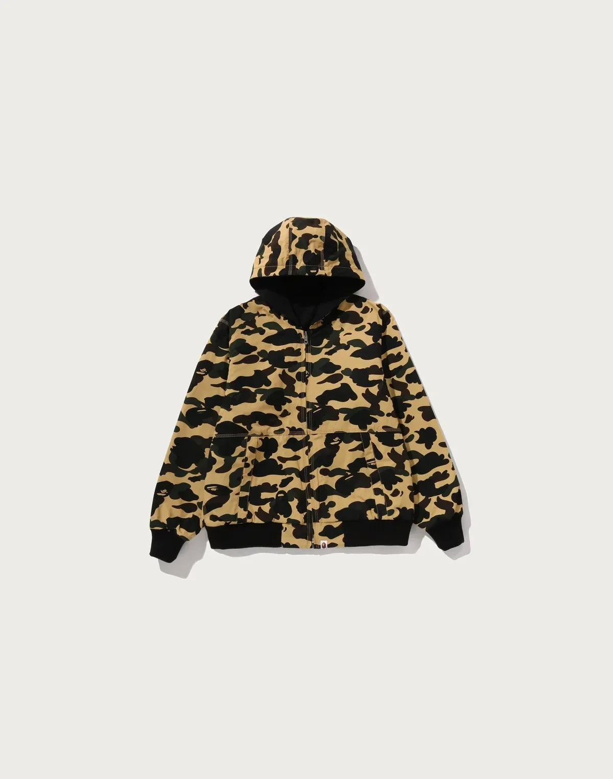 Men's Reversible Camouflage Zip Hoodie Jacket - Yellow
