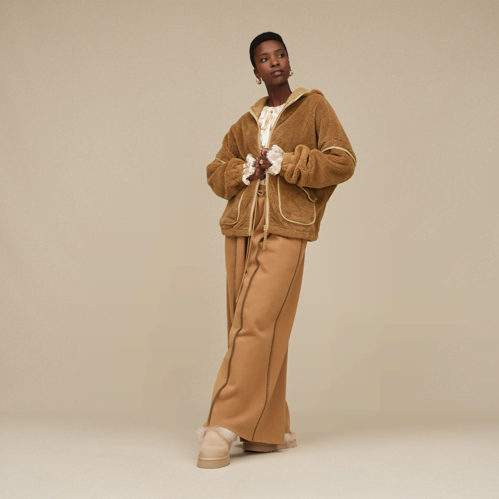 Women's Plush Fleece Zip Hoodie - Chestnut