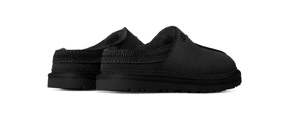 Men's Sheepskin Lined Suede Slip-On - Black