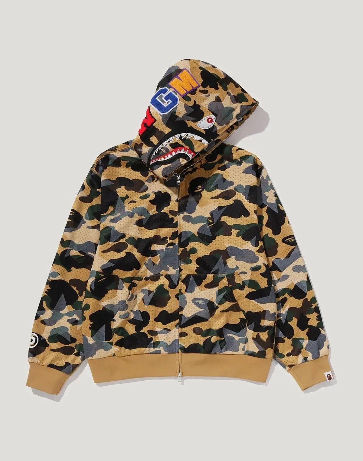 Cropped Mesh Full-Zip Hoodie - Yellow