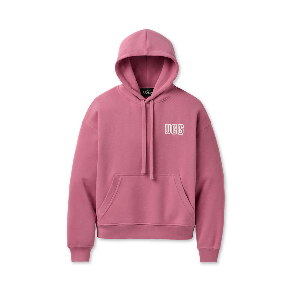 Women's Oversized Chenille Appliqué Hoodie - Black