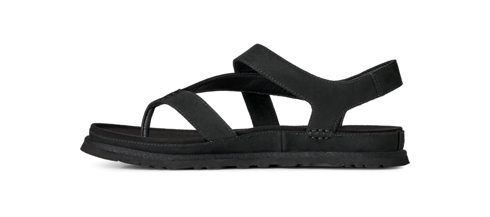 Women's Asymmetrical Toe-Post Sandal - Black