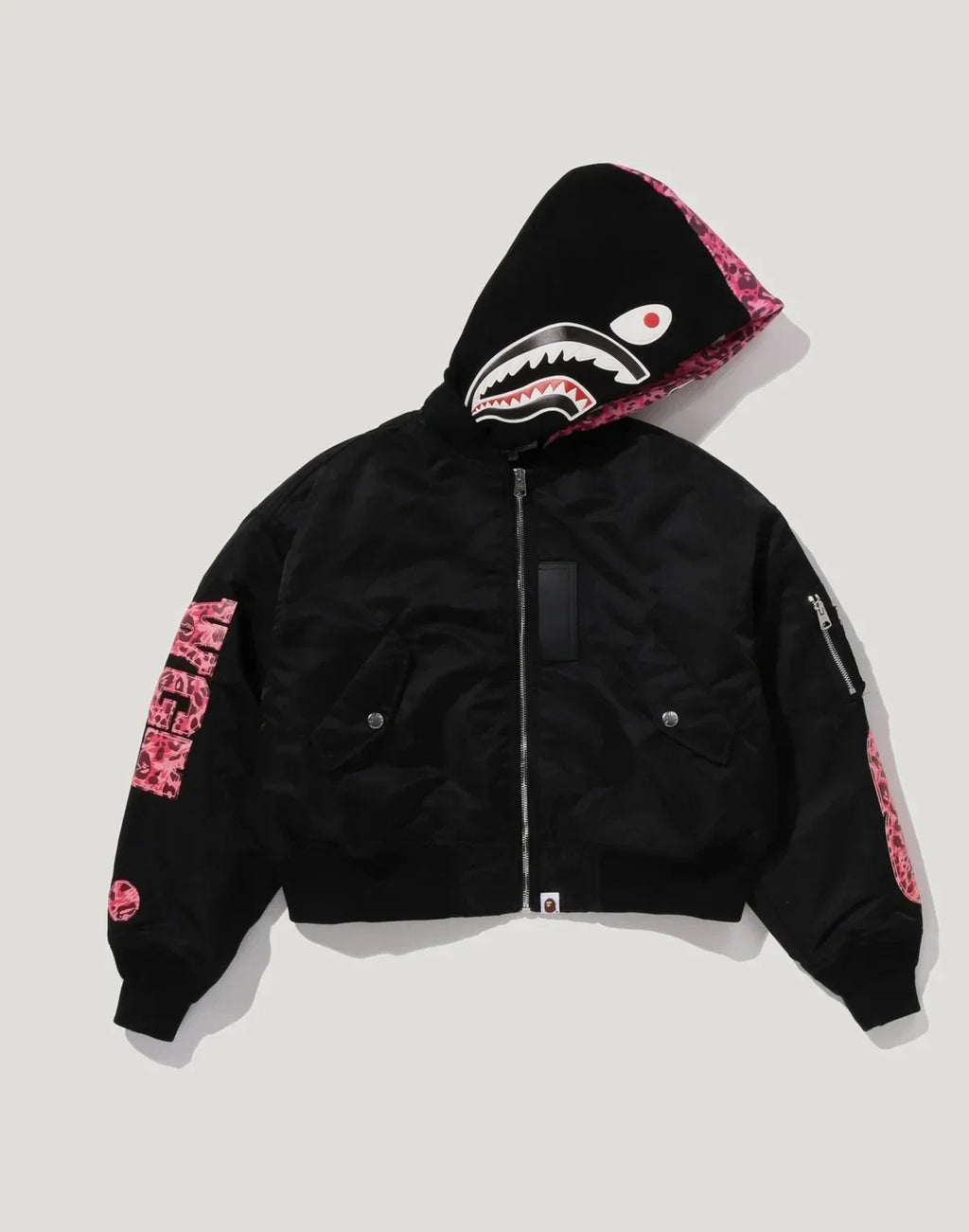 Women's Hooded Bomber Jacket - Black