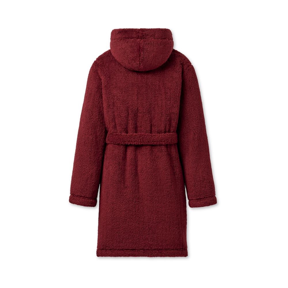 Women's Hooded Plush Fleece Robe - Cream
