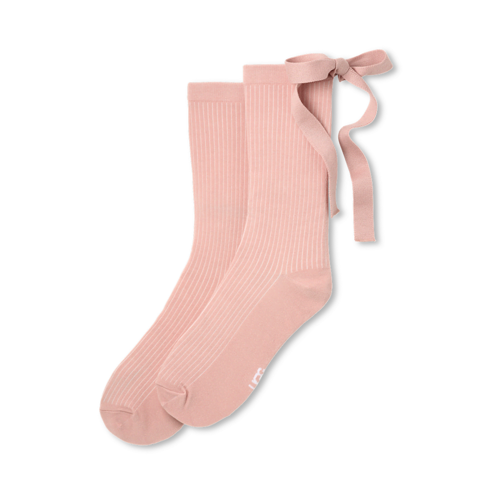 Women's Ribbed Bow Crew Socks - Black