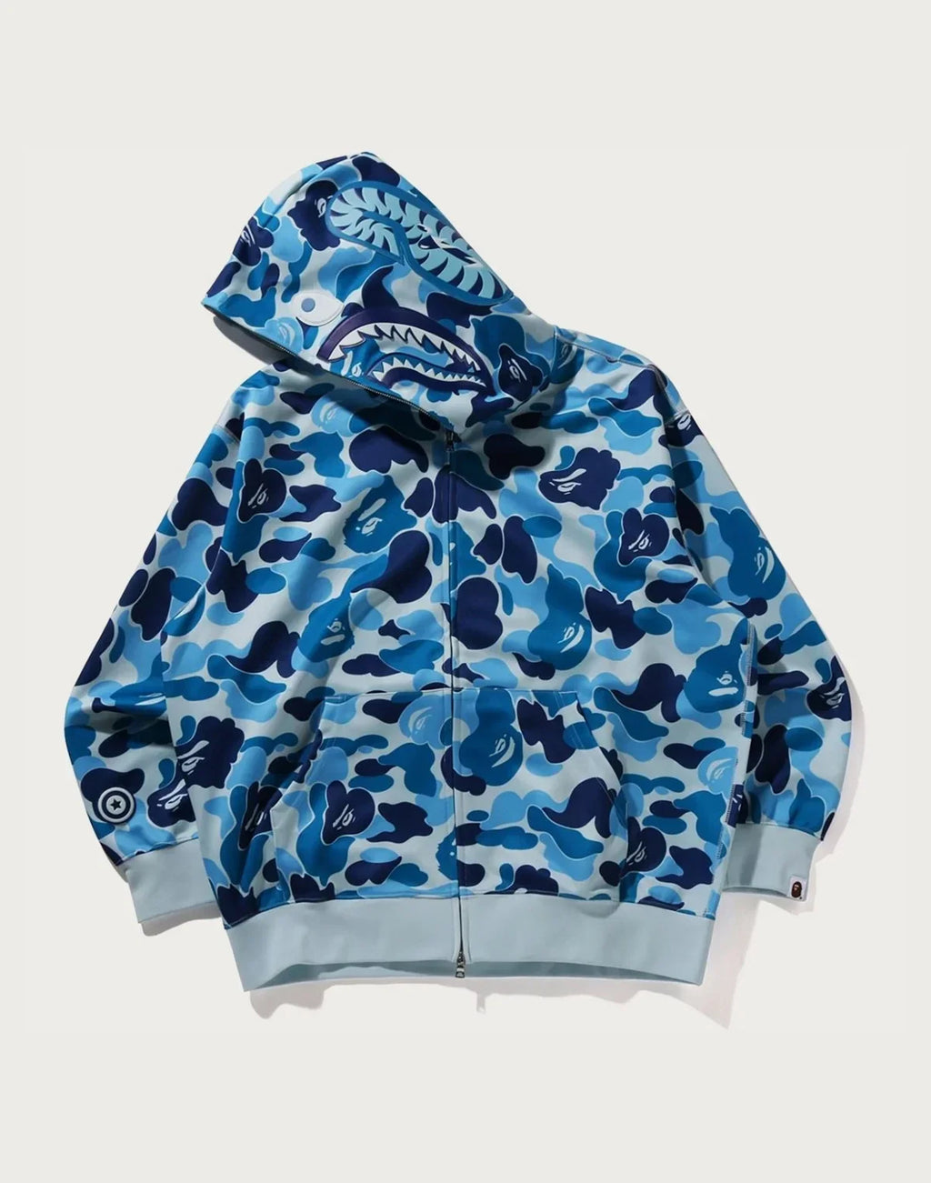 Relaxed Polyester Camo Full-Zip Hoodie - Green