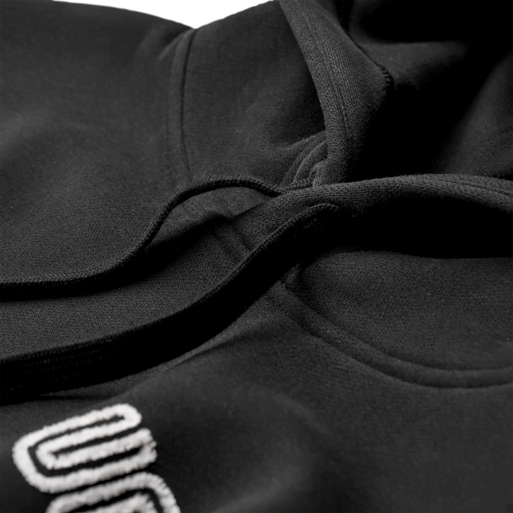 Women's Oversized Chenille Appliqué Hoodie - Black