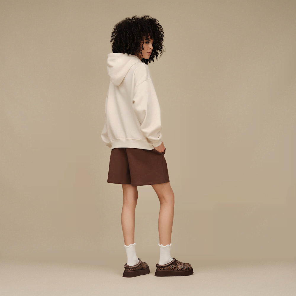 Women's Oversized Chenille Appliqué Hoodie - Black