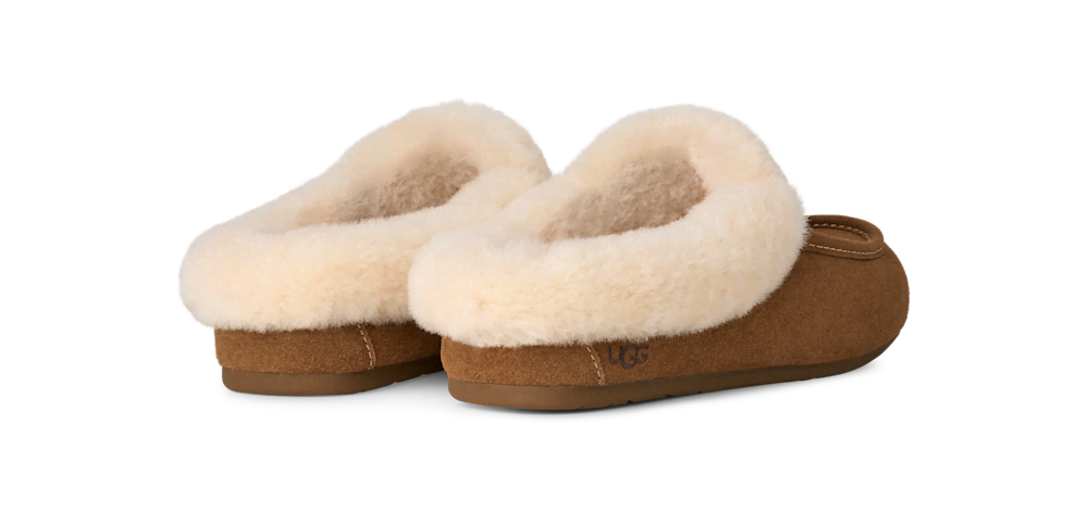 Women's Suede Sheepskin Collar Mule - Moonlight