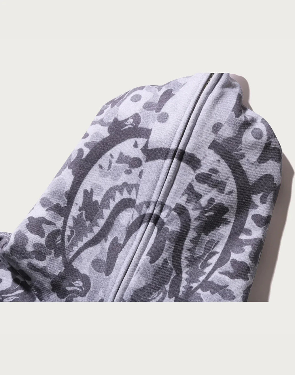 Relaxed Camo Print Full-Zip Hoodie - Black