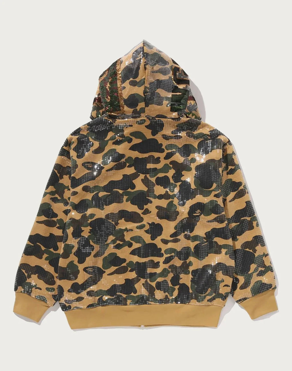 Relaxed Sequin Camo Full-Zip Hoodie - Yellow