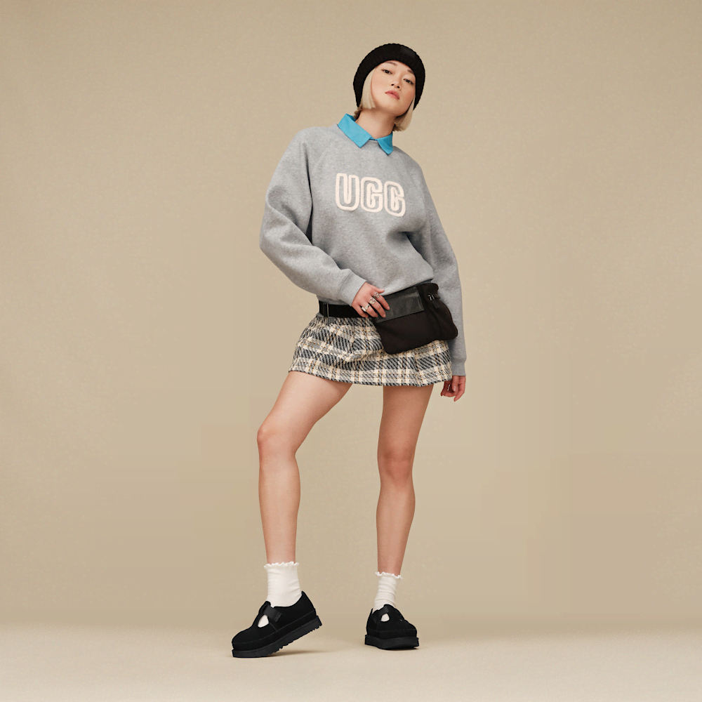 Women's Chenille Appliqué Crewneck Sweatshirt - Chestnut