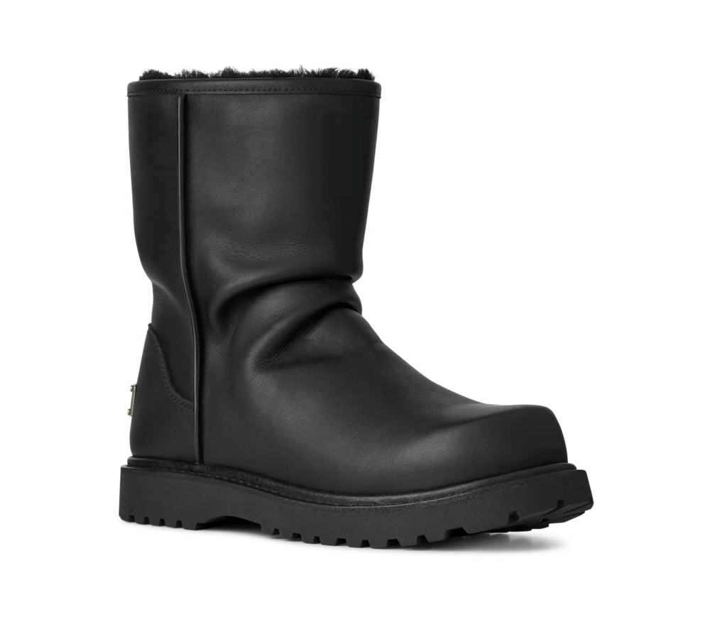 All-Gender Slouch Leather Sheepskin Boot - Black