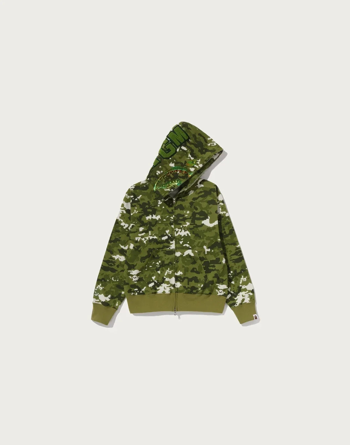 Pixel Camo Full-Zip Graphic Hoodie - Green