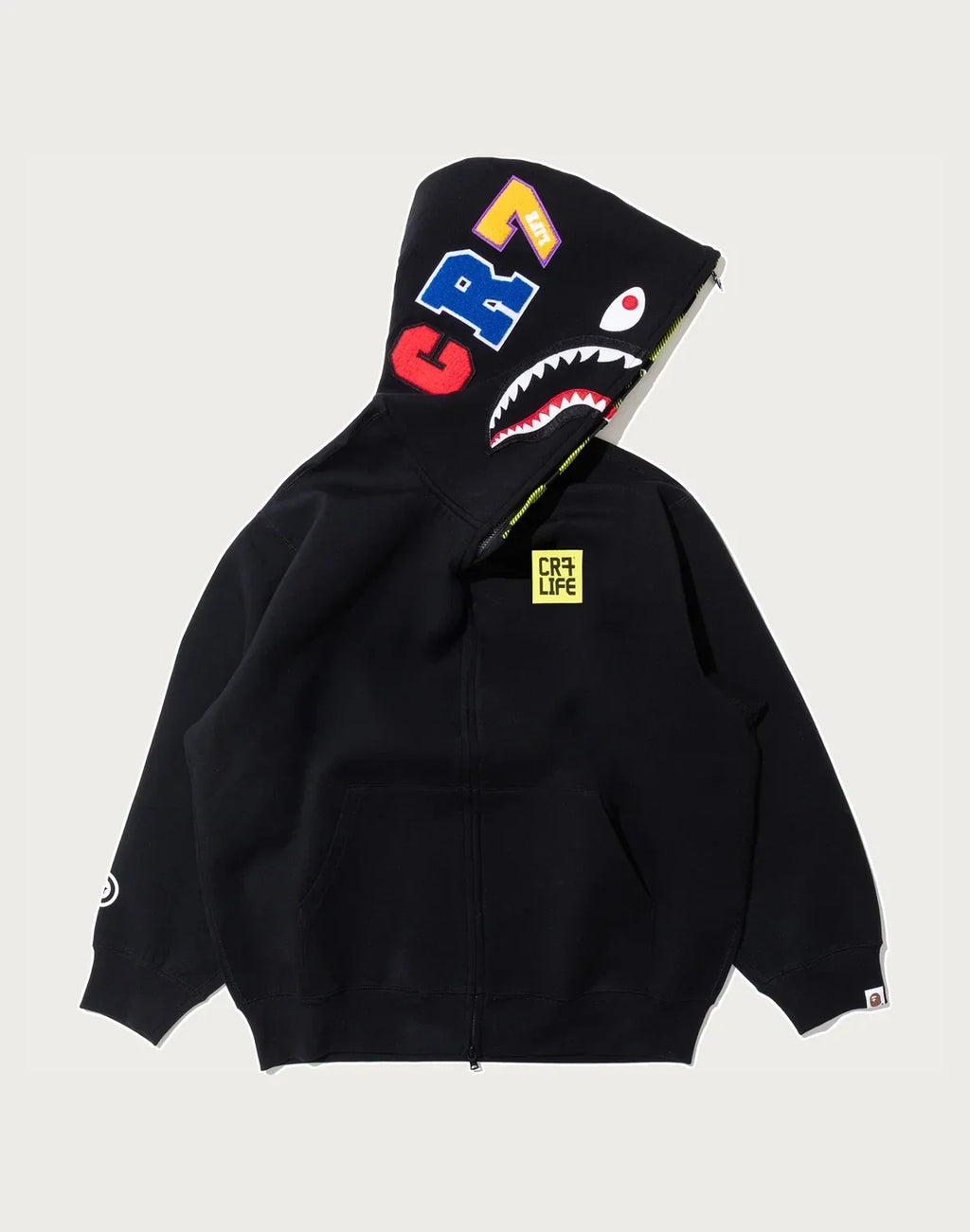 Relaxed Full-Zip Logo Hoodie - Black