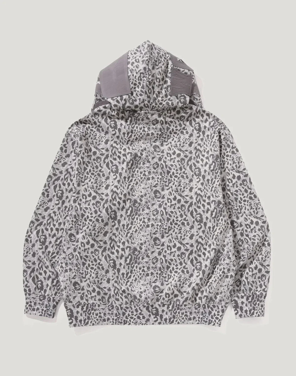 Leopard Print Full-Zip Hoodie - Gray
