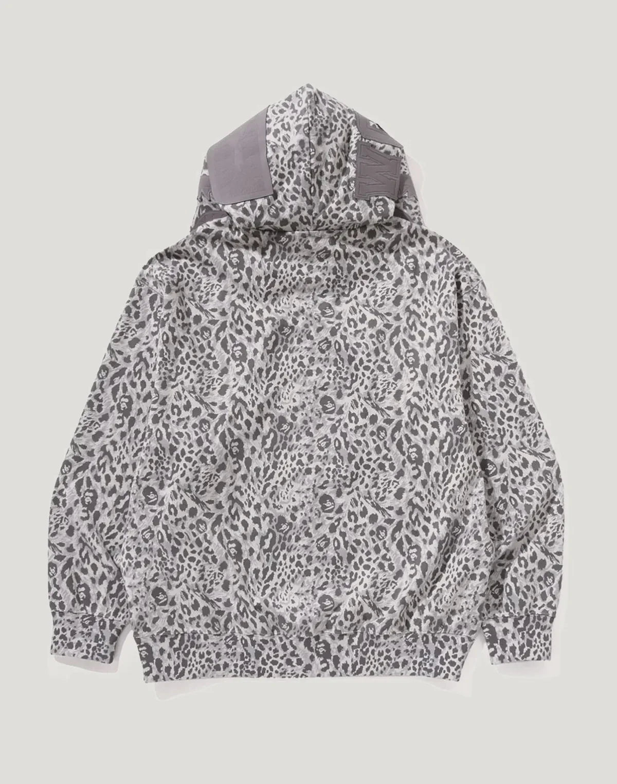 Leopard Print Full-Zip Hoodie - Gray