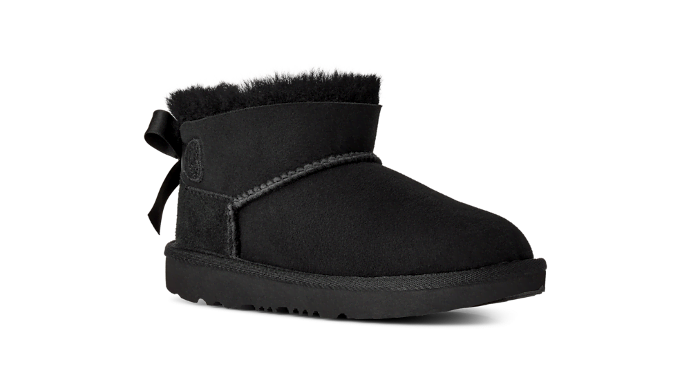 Kids' Short Sheepskin Bow Boot - Burgundy