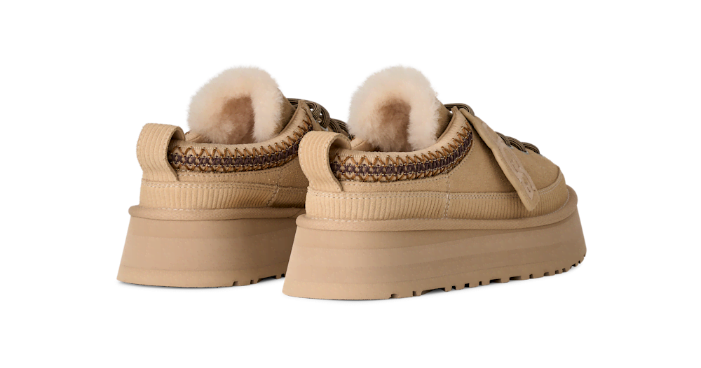 Women's Suede Lace-Up Platform Slipper - Sand