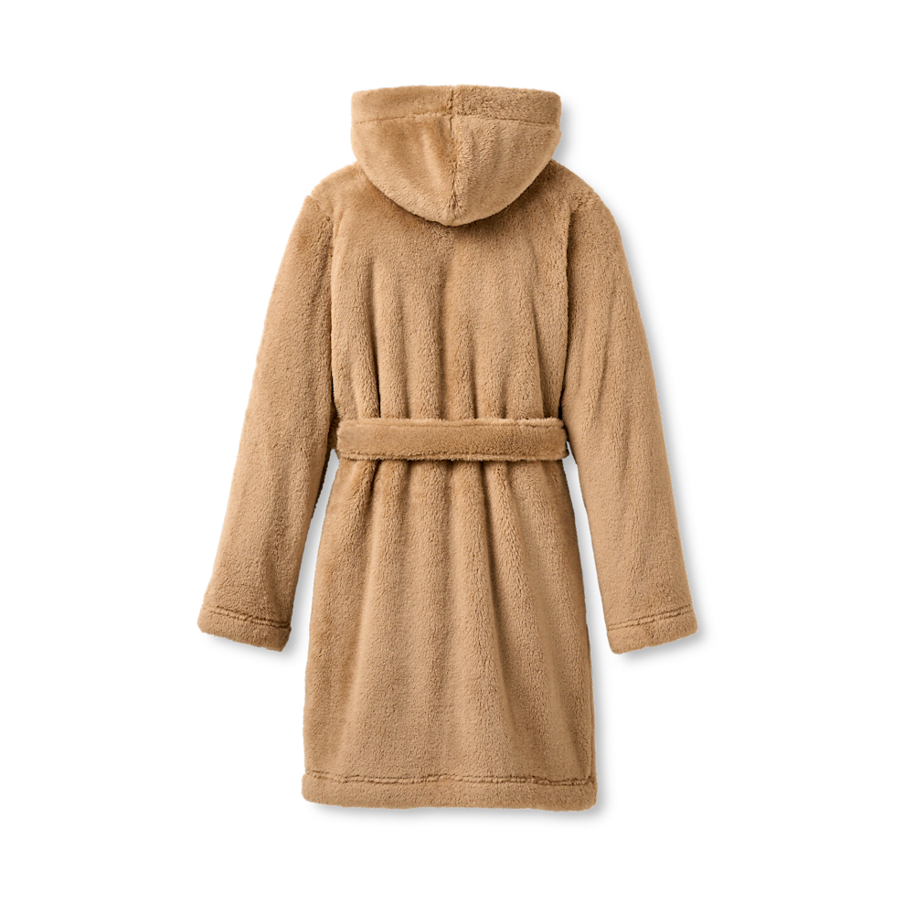Women's Hooded Plush Fleece Robe - Cream