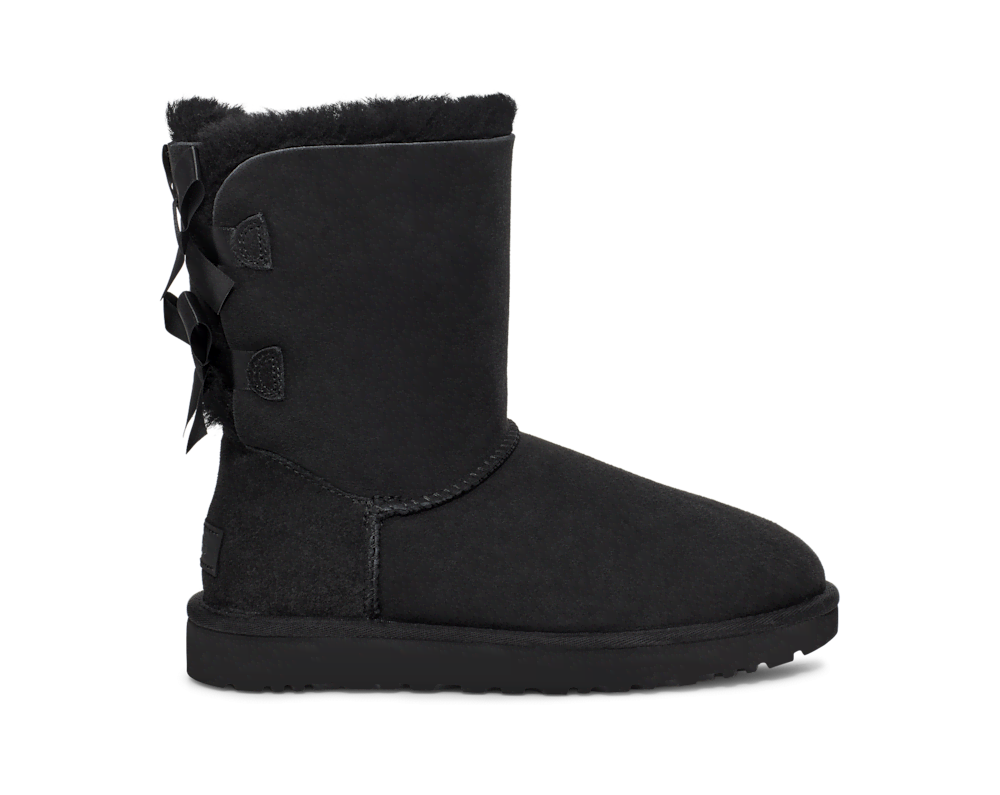 Women's Sheepskin Bow Boot - Black