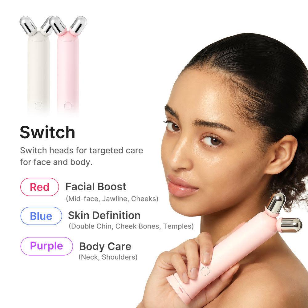 Pink Facial Roller & Cleansing Device Set