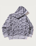 Relaxed Camo Print Full-Zip Hoodie - Black