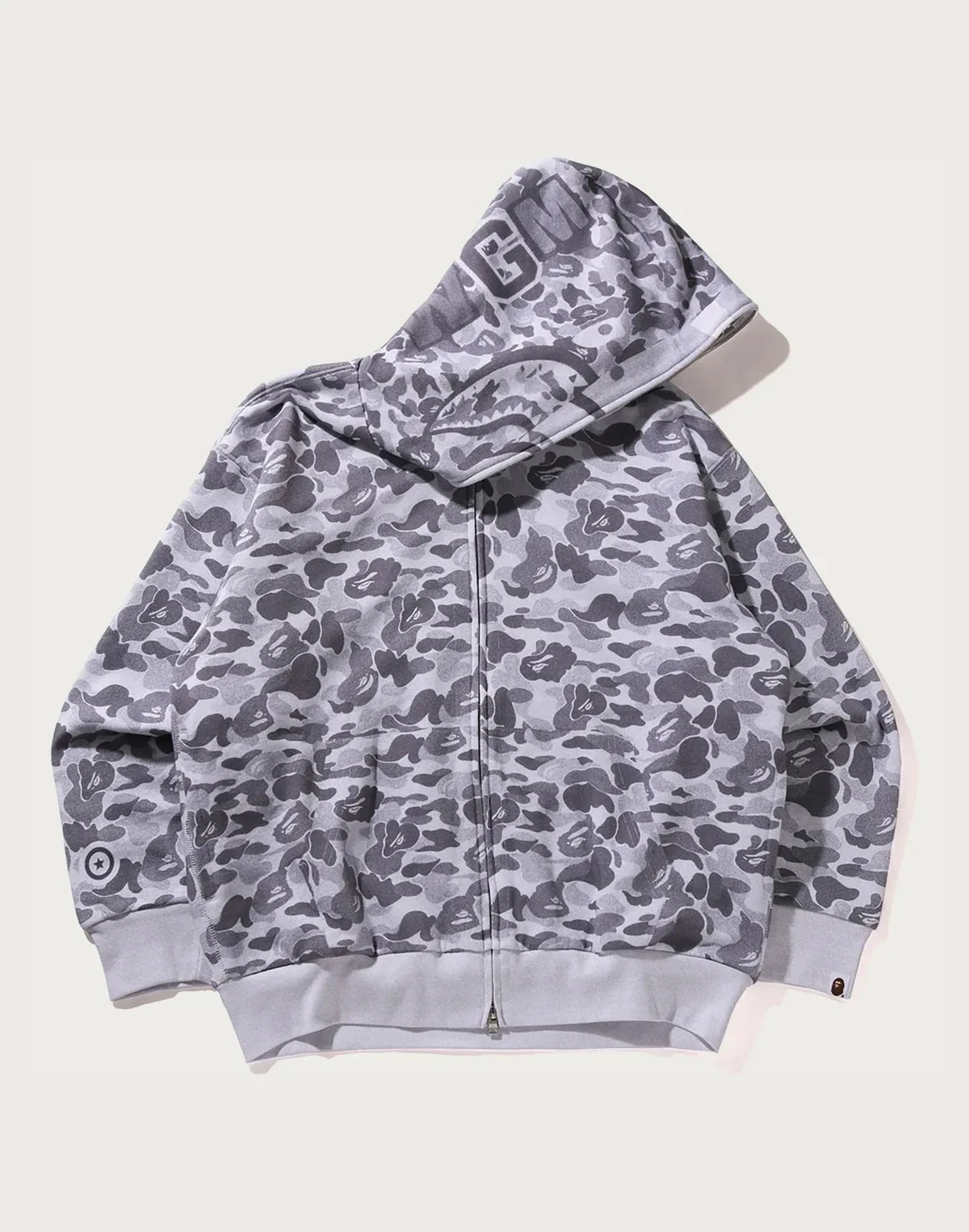 Relaxed Camo Print Full-Zip Hoodie - Black