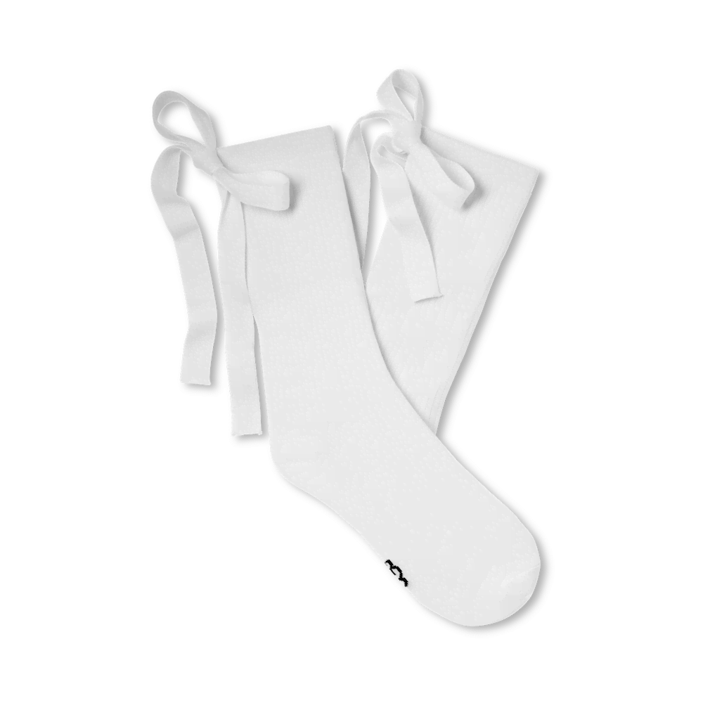 Women's Ribbed Bow Crew Socks - Black