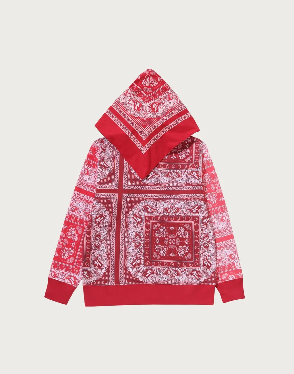 Paisley Full-Zip Graphic Hoodie - Red