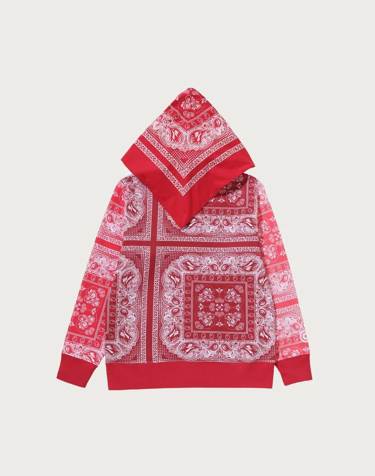 Paisley Full-Zip Graphic Hoodie - Red