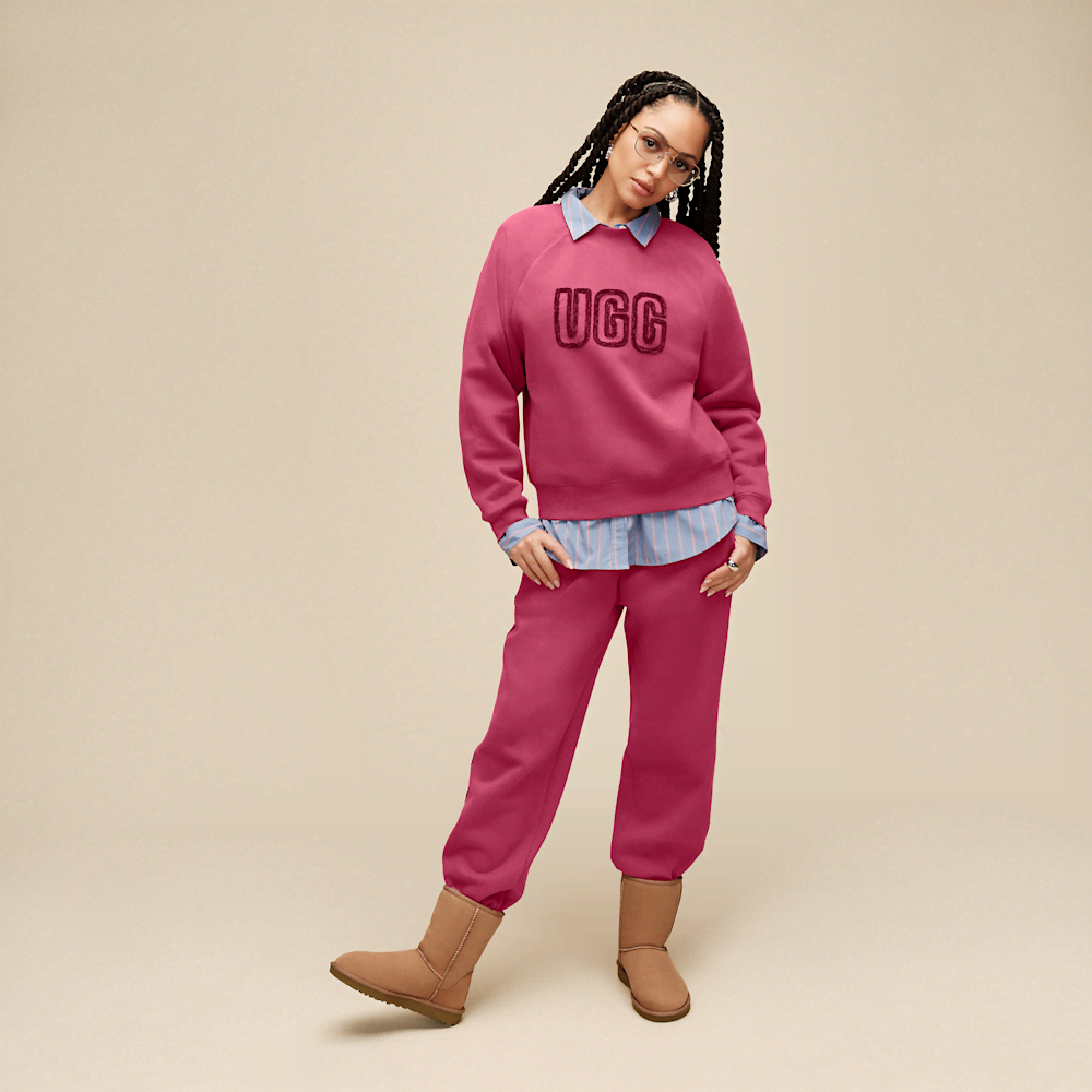 Women's Chenille Appliqué Crewneck Sweatshirt - Chestnut