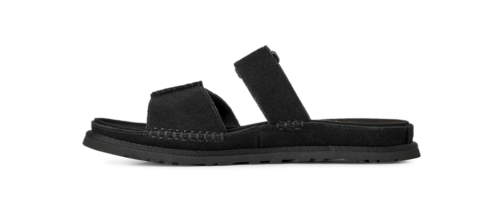 Women's Adjustable Suede Slide Sandal - Black
