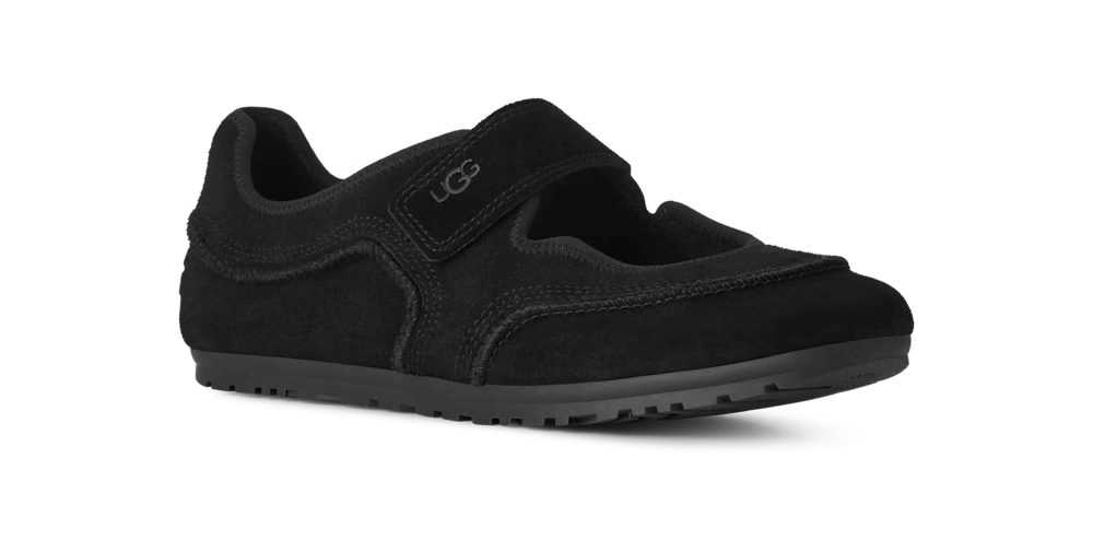 Women's Suede Strap Flat - Black