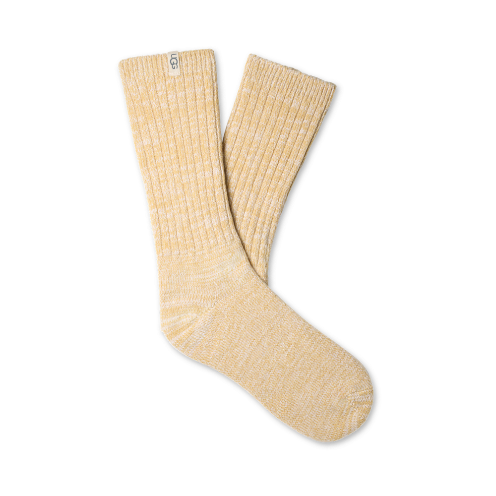 Women's Rib Knit Slouchy Crew Socks - Sand
