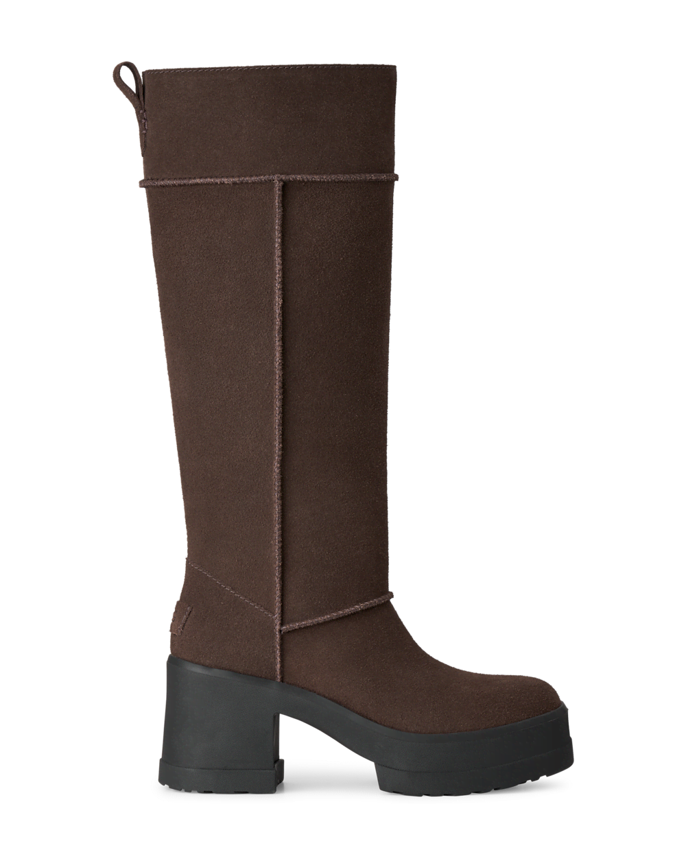 Women's Suede Platform Knee-High Boot - Black