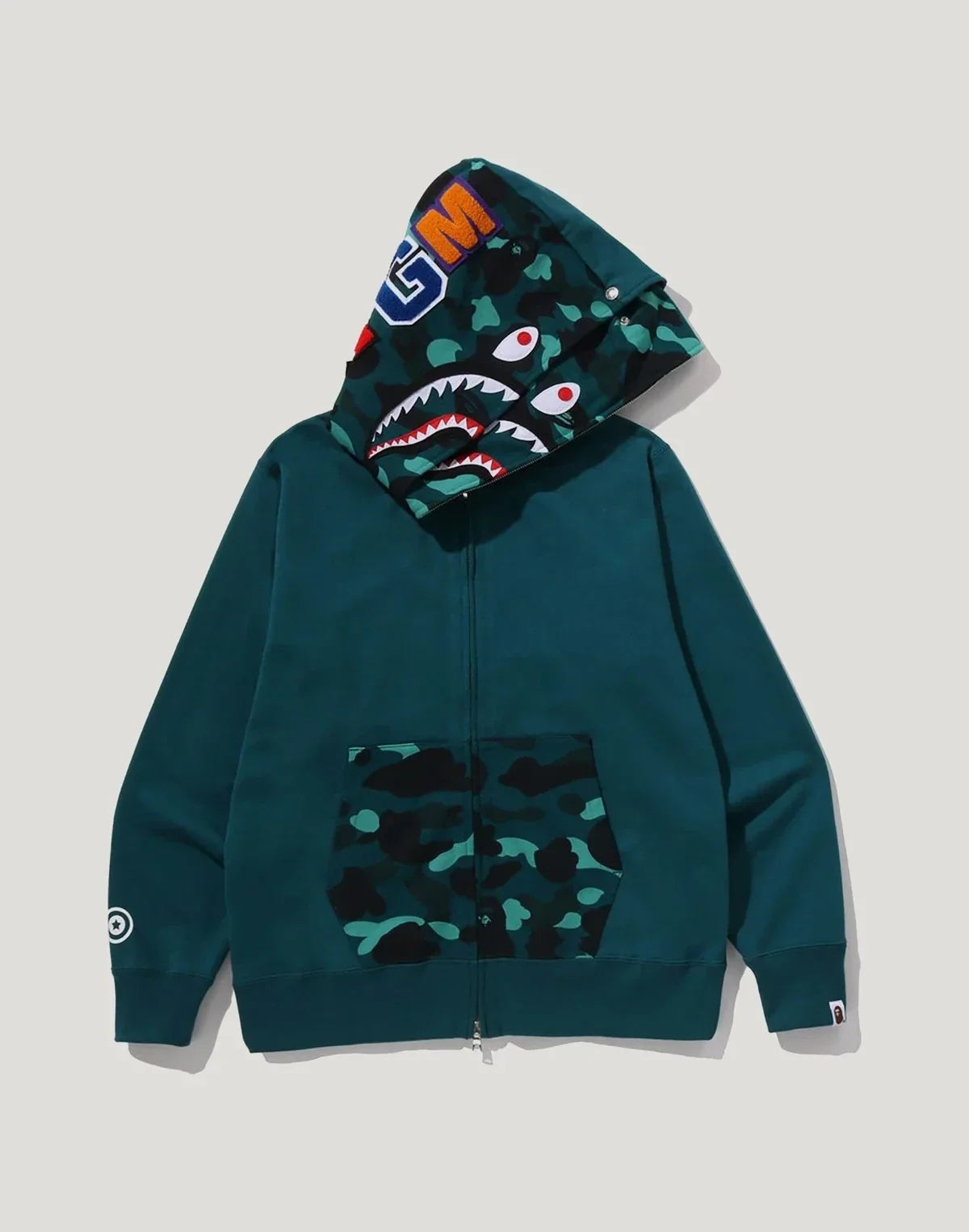 Cotton Camo Double-Hood Full-Zip Hoodie - Red